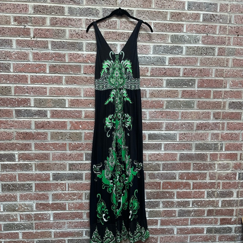 INC International Concepts Black and Green Maxi  Dress